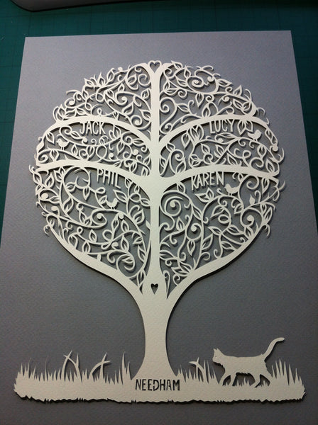 Hand Cut Stylised Family Tree