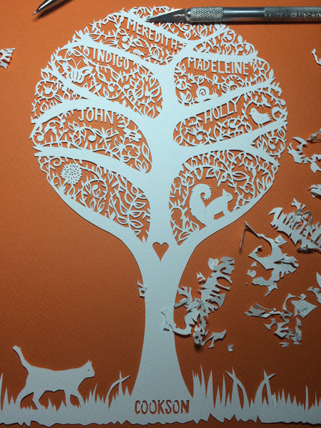 Hand Cut Stylised Family Tree