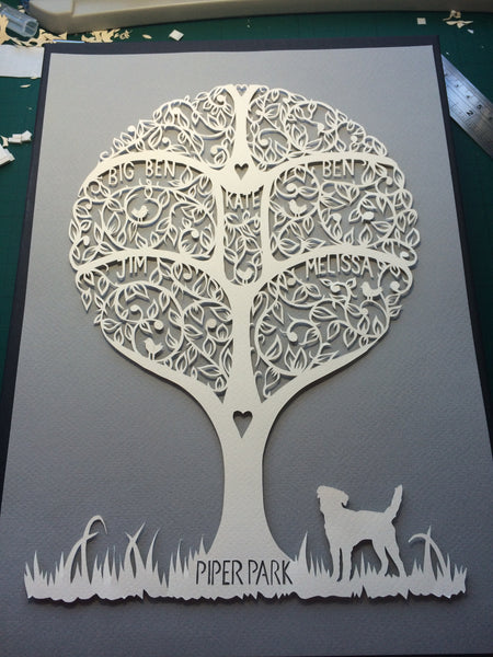 Hand Cut Stylised Family Tree