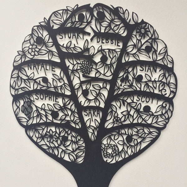 Hand Cut Stylised Family Tree