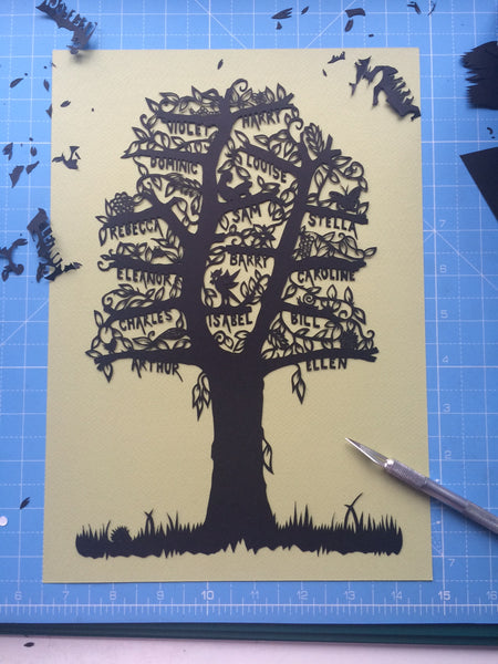 Hand cut Family tree